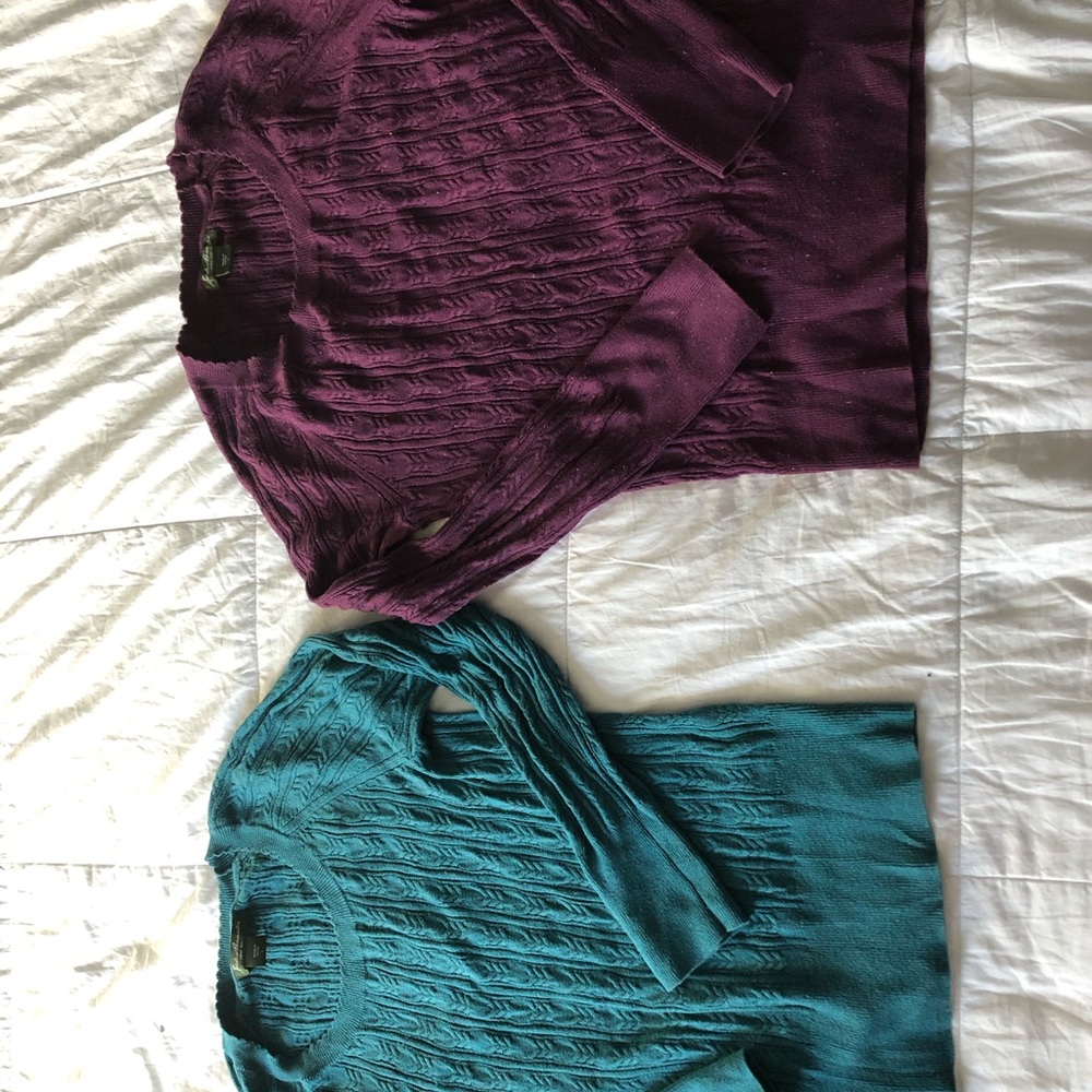 Two Eddie Bauer cotton sweaters size large.